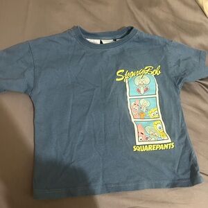 Zara Blue SpongeBob Graphic Short Sleeve Tee